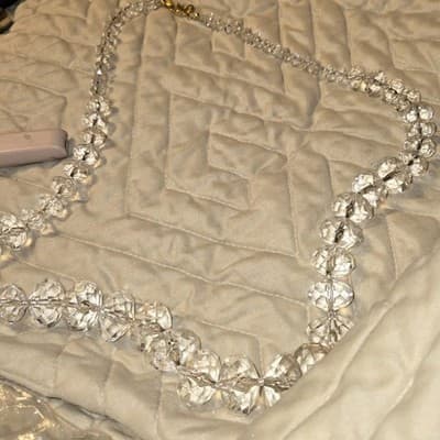 Beautiful Statement Joan Rivers Faceted Lucite Faux Crystal gold tone necklace - Thumbnail 2