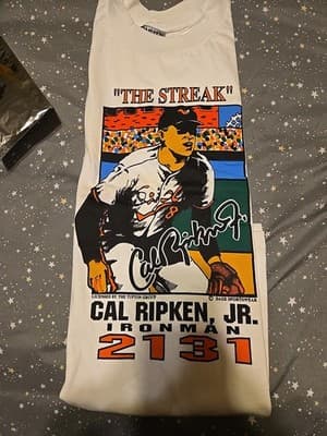 Vintage Cal Ripken Jr Graphic T-Shirt “The Streak” IRONMAN XL Baltimore Orioles - Image 1