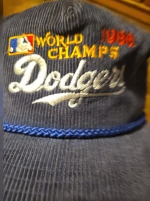 Corduroy 1988 Dodgers World Series Champs Amapro Hat UNIQUE YKK CLOSURE RARE - Thumbnail 2