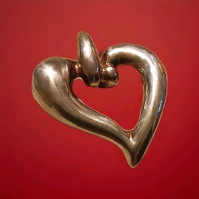 925 Sterling Silver Vintage Open Puffy Floating Love Heart Pendant - Thumbnail 2