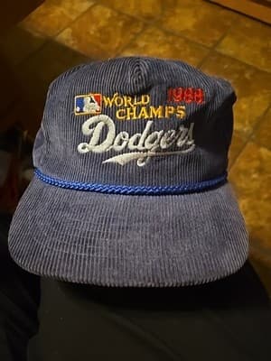 Corduroy 1988 Dodgers World Series Champs Amapro Hat UNIQUE YKK CLOSURE RARE - Image 1