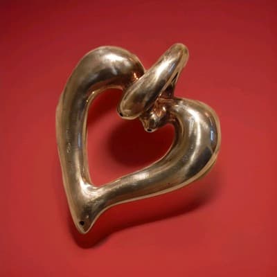 925 Sterling Silver Vintage Open Puffy Floating Love Heart Pendant - Thumbnail 3