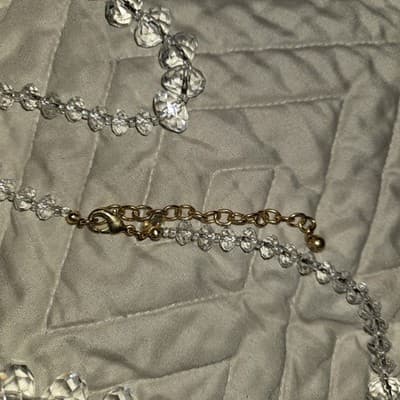 Beautiful Statement Joan Rivers Faceted Lucite Faux Crystal gold tone necklace - Image 1