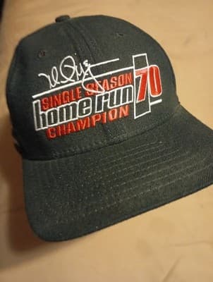 Vtg Snapback Mark McGwire Single Season Home Run 70 Black Embroidered - Image 1