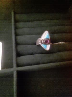 MINE FINDS BY JAY KING DESERT ROSE TRADING AMETHYST TURQUOISE MOP GEMSTONE RING - Image 1