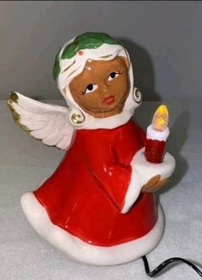 Mr. Christmas Nostalgic Ceramic Black Angel Battery Operated Glowing Candle - Thumbnail 3