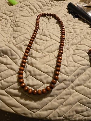 Vintage Closed End Hardwood Trade Ethnic Bead Fashion Necklace - Image 1