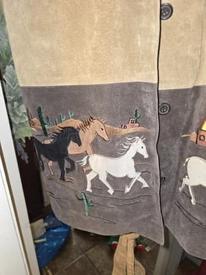 VTG Quaker Factory Leather Jacket Western Fall Horse Native Desert Retired 1xl - Thumbnail 5