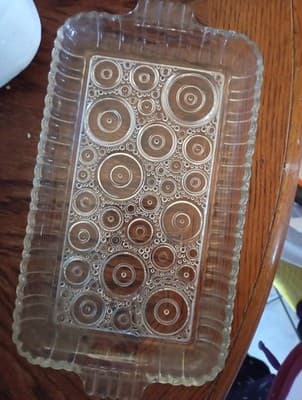 Vintage Anchor Glass Serva-Snack Serving Tray (only) Colonial Lady Pattern - Image 1