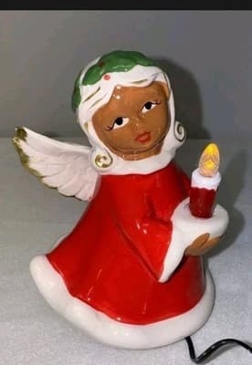 Mr. Christmas Nostalgic Ceramic Black Angel Battery Operated Glowing Candle - Image 1