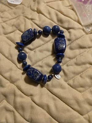 Vintage BARSE STERLING and Blue LAPIS Stretch Bracelet Heavy and Well Made - Image 1