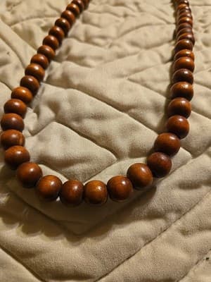 Vintage Closed End Hardwood Trade Ethnic Bead Fashion Necklace - Thumbnail 2