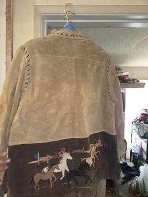VTG Quaker Factory Leather Jacket Western Fall Horse Native Desert Retired 1xl - Thumbnail 6