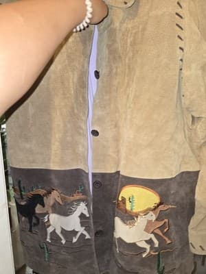 VTG Quaker Factory Leather Jacket Western Fall Horse Native Desert Retired 1xl - Thumbnail 3