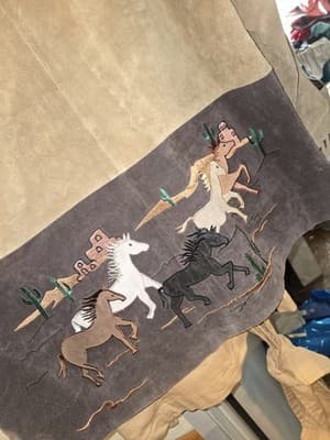 VTG Quaker Factory Leather Jacket Western Fall Horse Native Desert Retired 1xl - Thumbnail 7