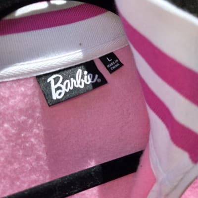 Barbie Women Shirt Pink Embroidered Barbie Quarter Zip Varsity Pullover Large - Thumbnail 4