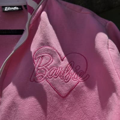 Barbie Women Shirt Pink Embroidered Barbie Quarter Zip Varsity Pullover Large - Thumbnail 3