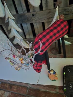 NORTHWOOD LODGE ~ LIGHTWEIGHT CHRISTMAS REINDEER ~ BLACK RED PLAID ~ 19" TALL - Image 1