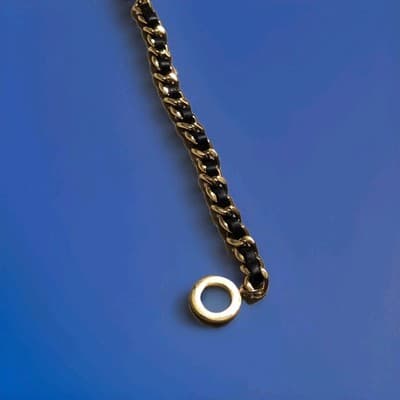 Steel By Design Bracelet Gold Toned With Woven Black Sheepskin Leather - Thumbnail 3