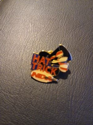 Darts HAT TRICK Triple Bullseye Lapel Pin Pinback Enamel Metal Collectible Sport