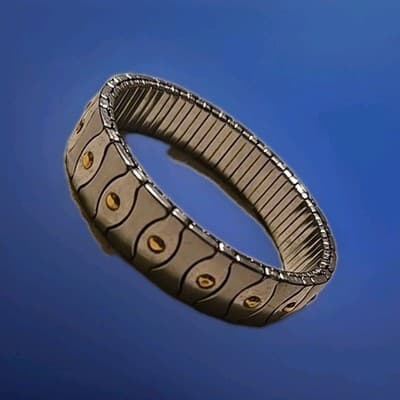 Vintage Milor Italy Stainless Steel & 18k Yellow Gold Stretch Flex Bracelet - Thumbnail 2