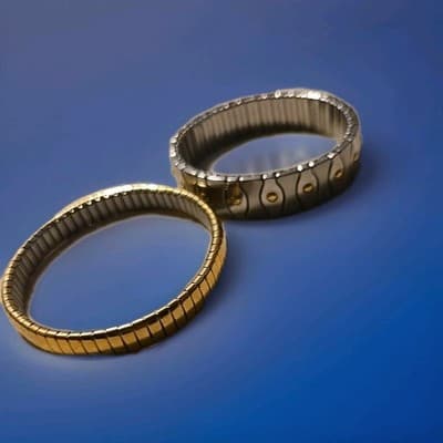 Vintage Milor Italy Stainless Steel & 18k Yellow Gold Stretch Flex Bracelet - Image 1