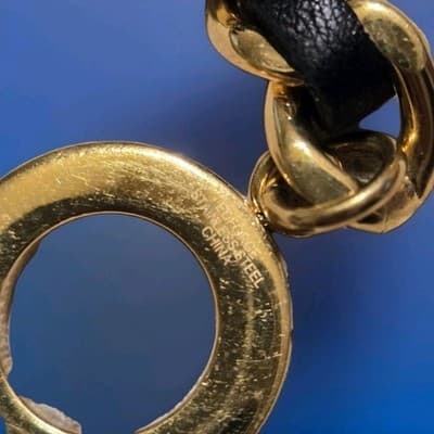 Steel By Design Bracelet Gold Toned With Woven Black Sheepskin Leather - Thumbnail 2