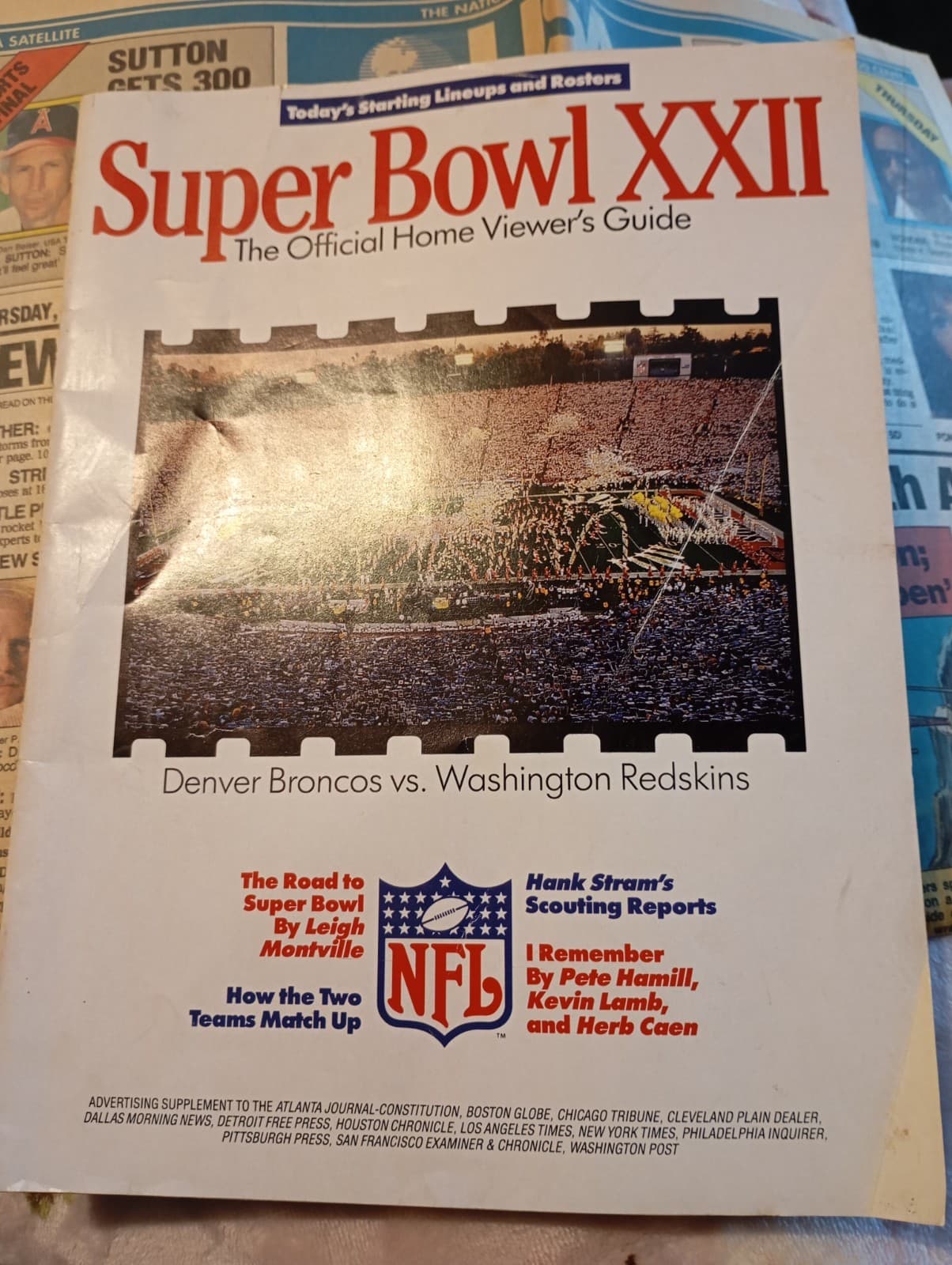 SUPER BOWL XXII "Official Home Viewer's Guide" DENVER vs WASHINGTON NFL 🏈