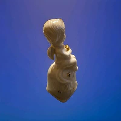 Ceramic WHITE ANGEL BELL with Gold Stars - Vintage - Thumbnail 3