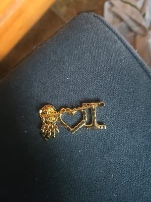 Vtg I Love Santa Christmas Heart Prong Set Rhinestone Pin Brooch - Thumbnail 2