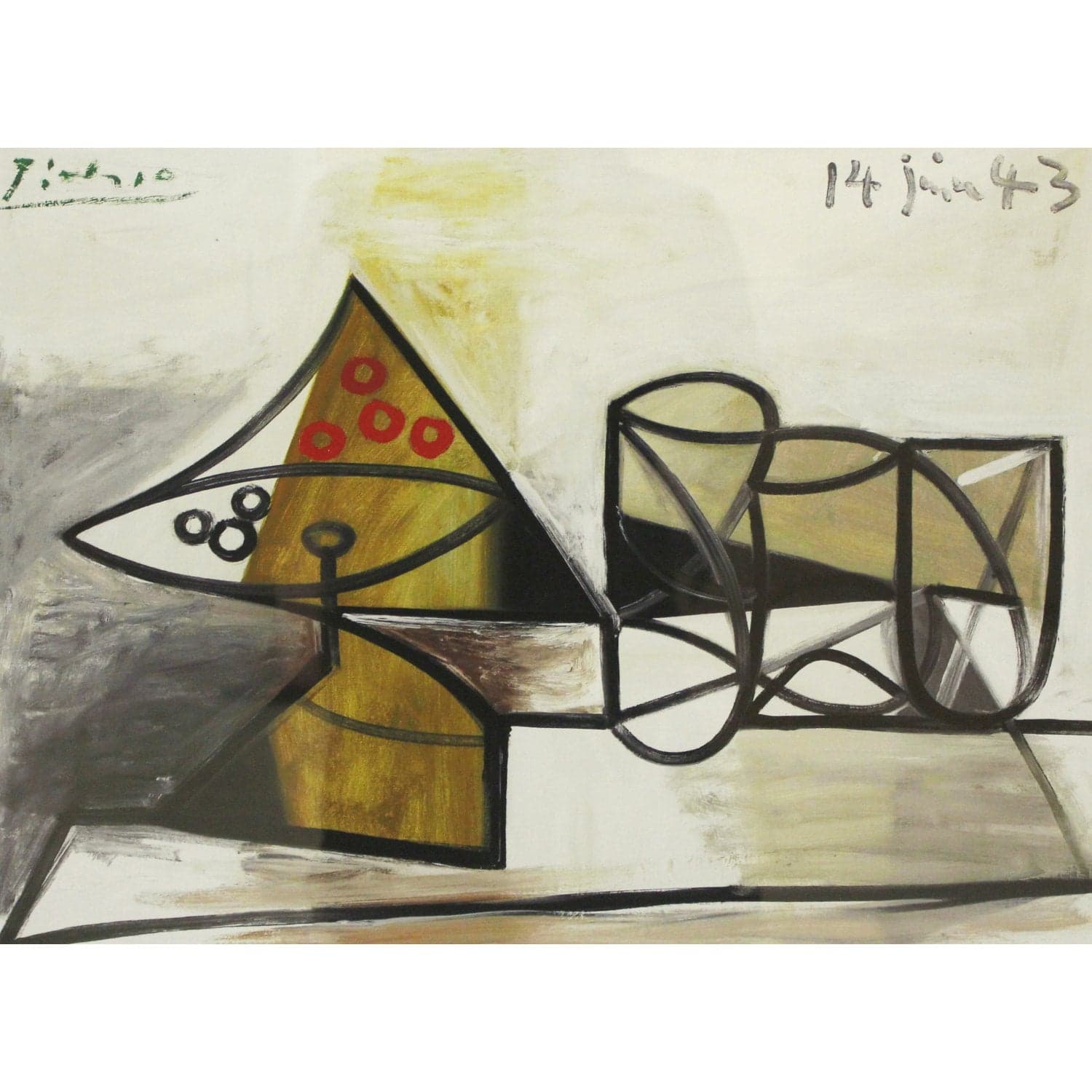 Gallery Framed Art Print 'Compotier et verres 1881-1973' By Pablo Picasso - Thumbnail 2