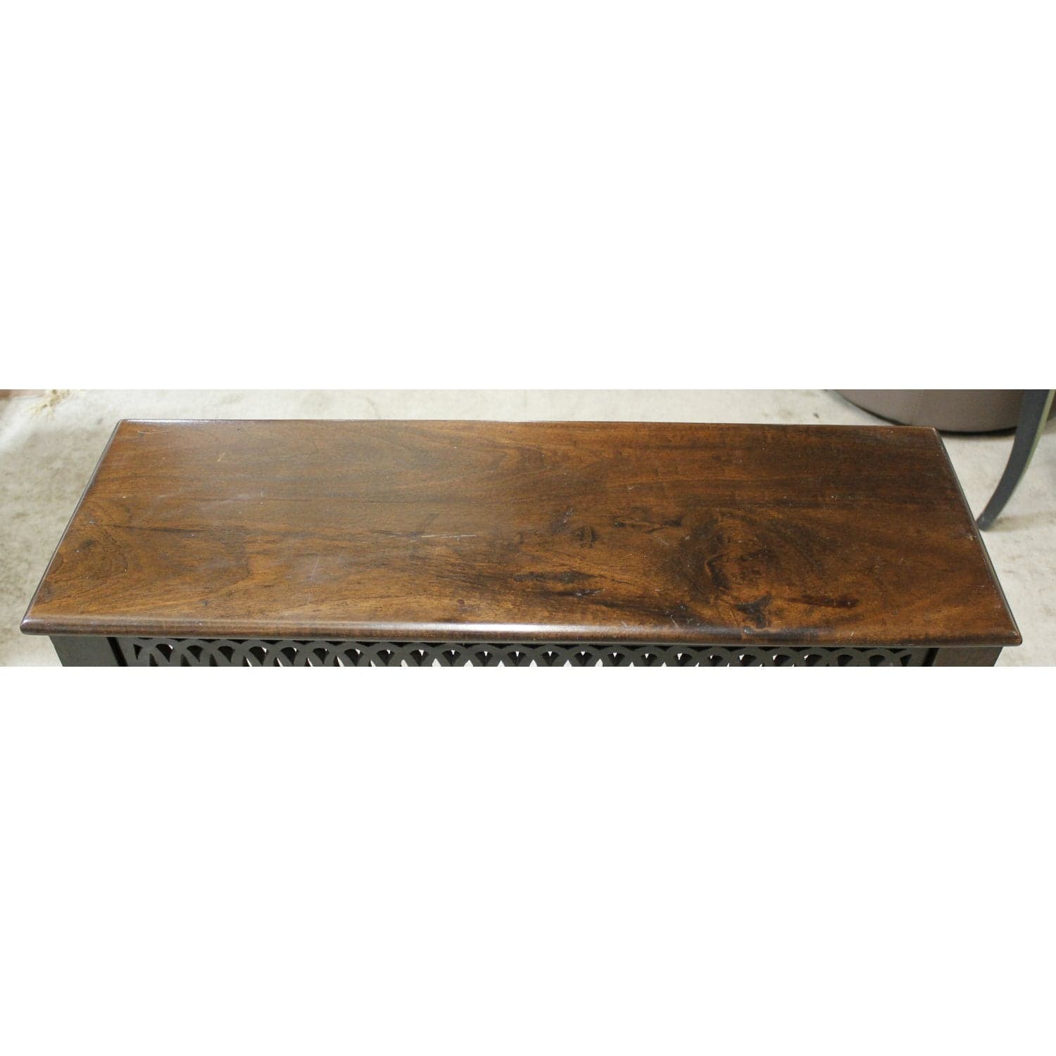 Tropical Wood Console Table with Fretwork - Dark Finish - Thumbnail 5