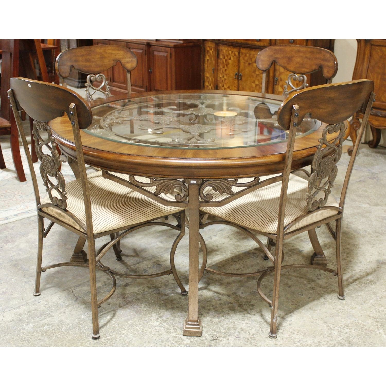 Ashley Metal & Glass Dining Table w/4 Chairs - Thumbnail 2