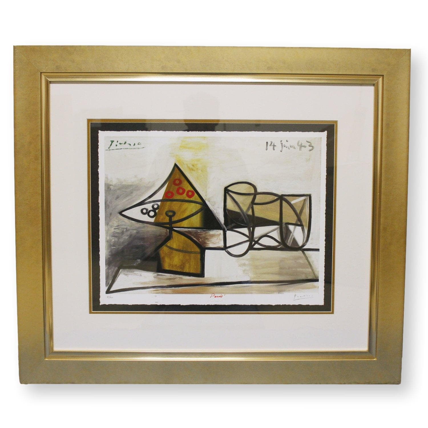 Gallery Framed Art Print 'Compotier et verres 1881-1973' By Pablo Picasso - Image 1