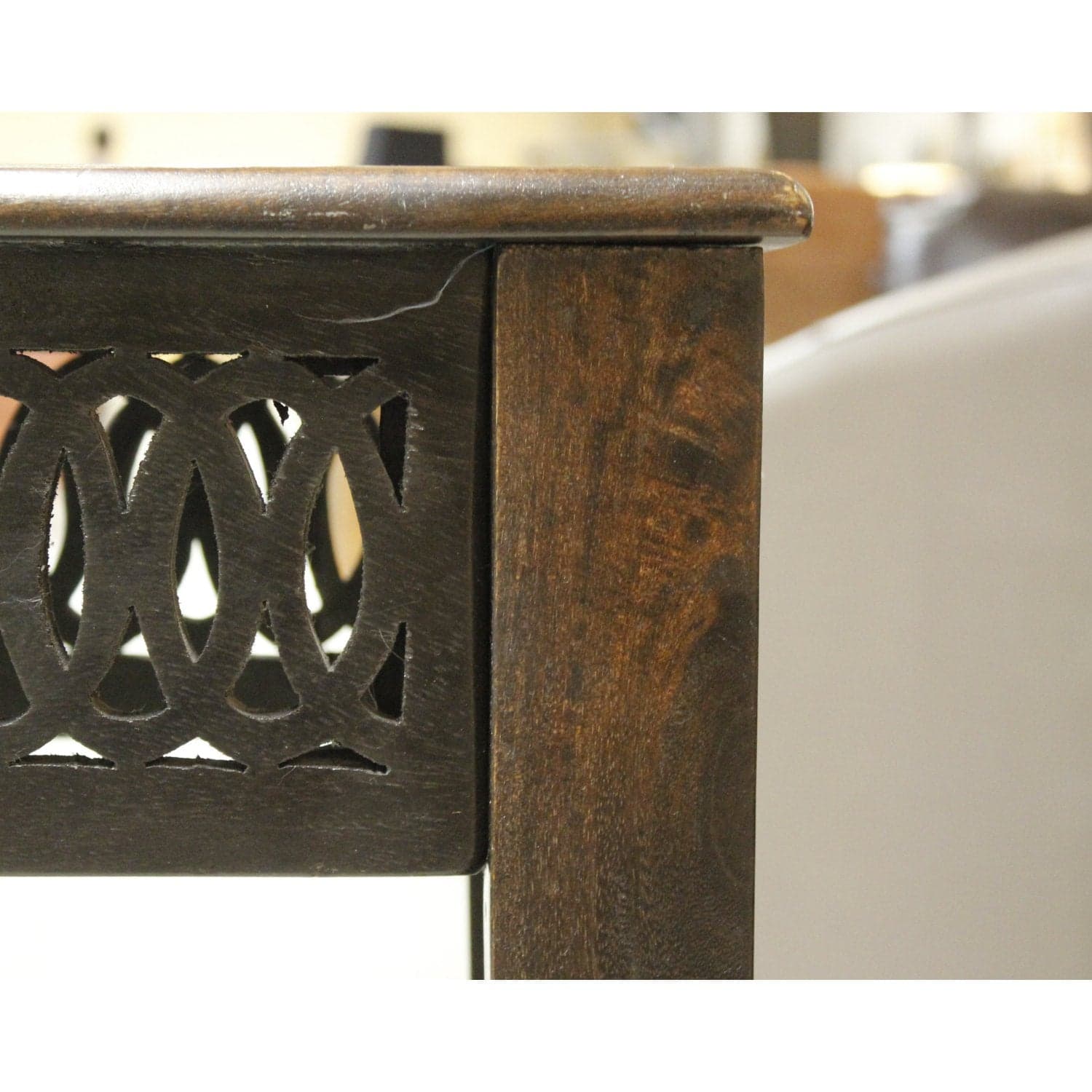 Tropical Wood Console Table with Fretwork - Dark Finish - Thumbnail 4