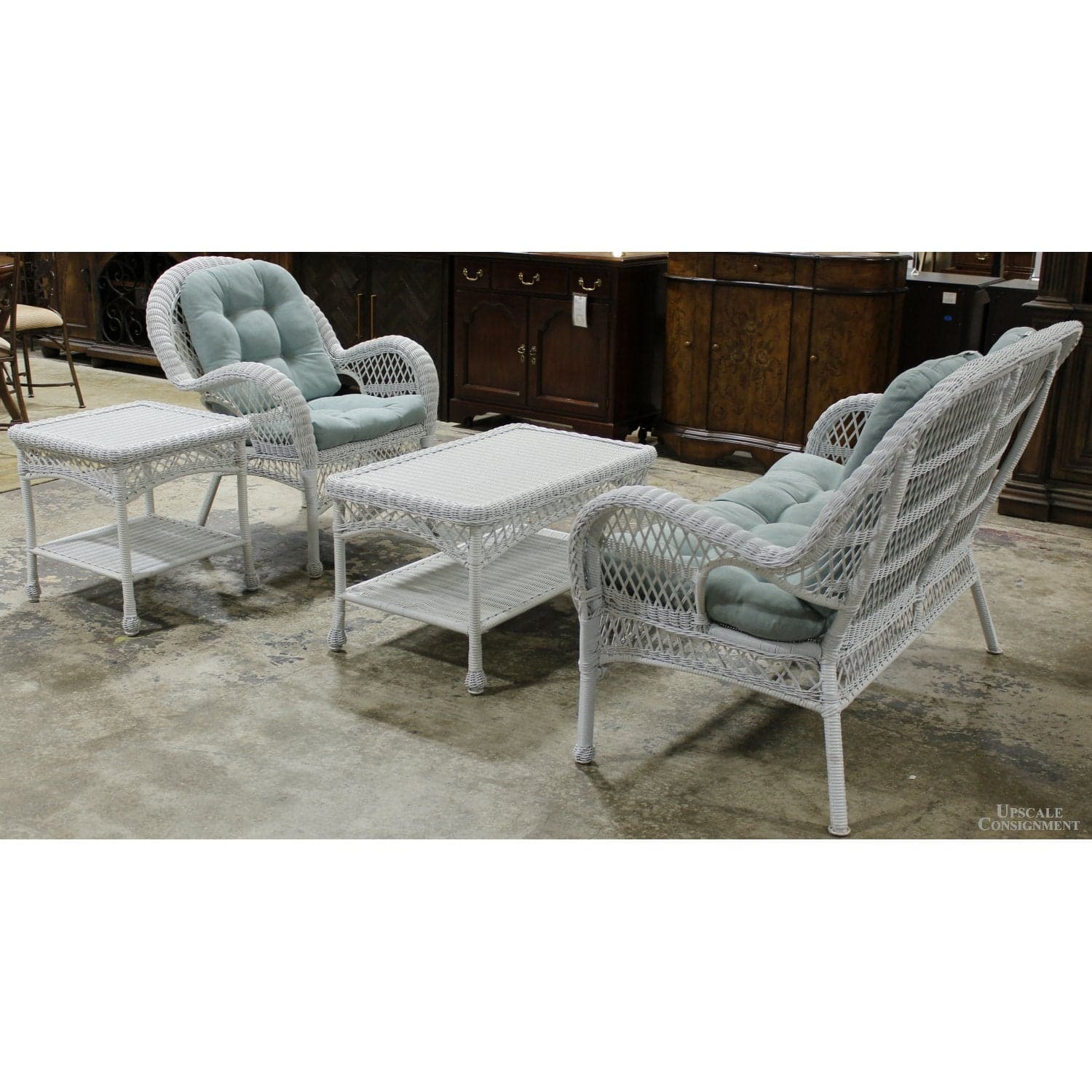 Pier 1 Imports 4-Piece Outdoor Wicker Set w/Cushions - White - Thumbnail 3