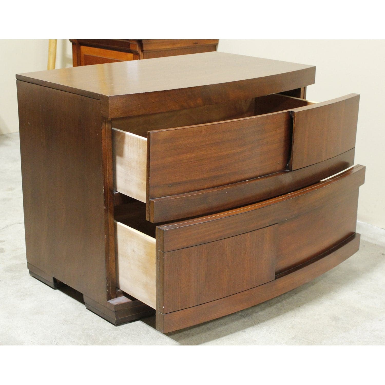 Mahogany Finish Nightstand w/Asymmetrical Drawers - Mahogany Finish - Thumbnail 2