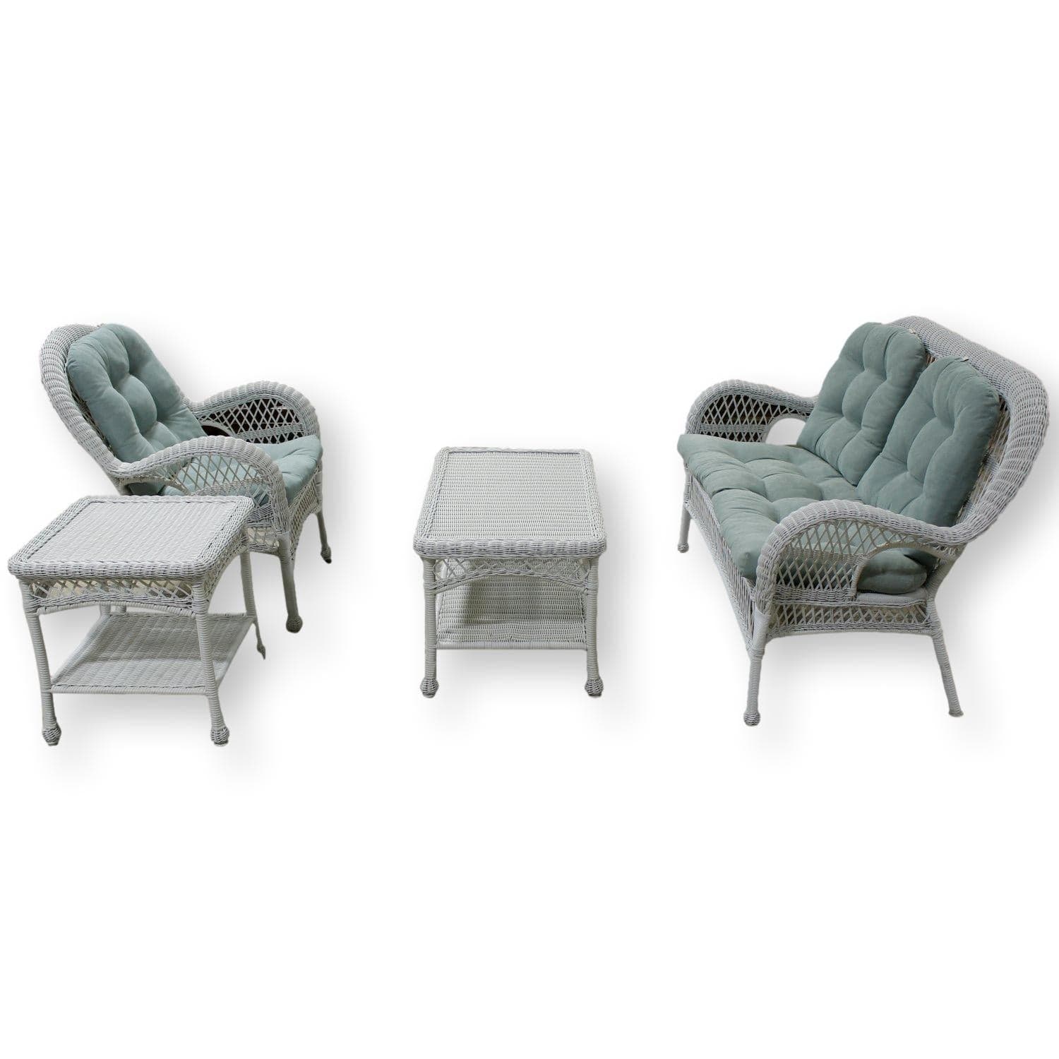 Pier 1 Imports 4-Piece Outdoor Wicker Set w/Cushions - White - Image 1