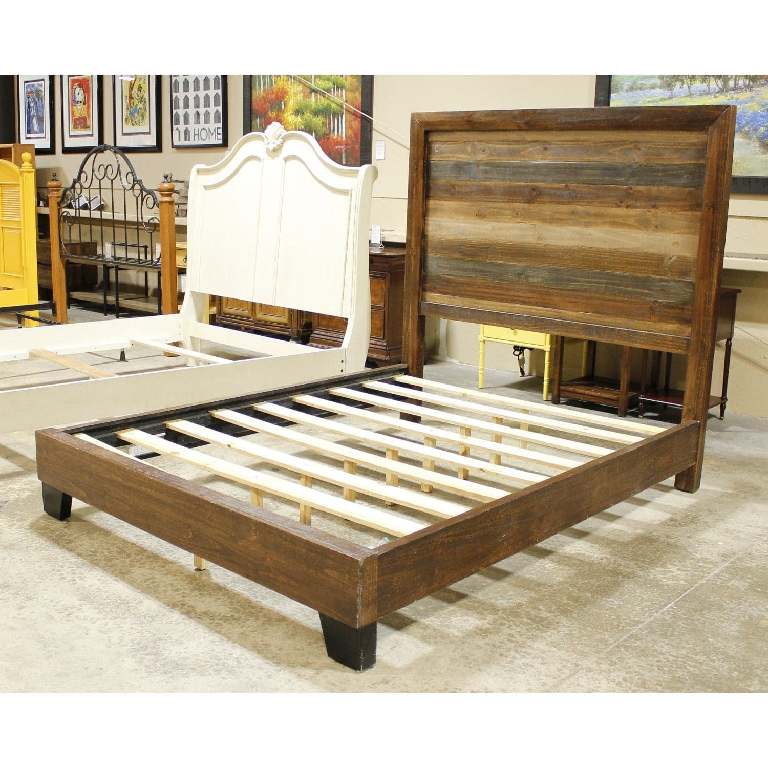 Rustic Queen Size Bed - Dark Finish - Thumbnail 2