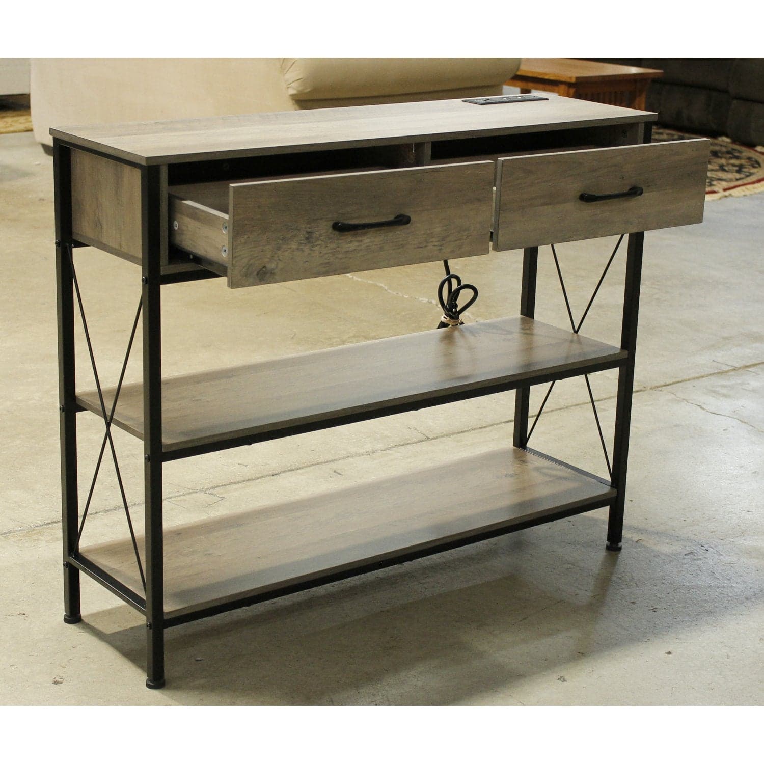 Console Table w/USB & Outlets - Gray - Thumbnail 2