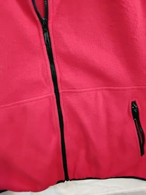 Polyester fleece vest, red quited zip- up unisex casual outerwear - Thumbnail 3