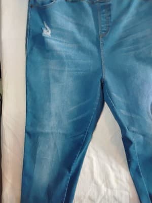 Polyester blend denim-print leggings, casual athletic wear Size 3XL - Thumbnail 4