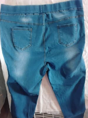 Polyester blend denim-print leggings, casual athletic wear Size 3XL - Thumbnail 11