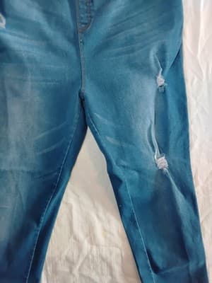 Polyester blend denim-print leggings, casual athletic wear Size 3XL - Thumbnail 3