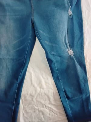 Polyester blend denim-print leggings, casual athletic wear Size 3XL - Thumbnail 6