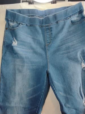 Polyester blend denim-print leggings, casual athletic wear Size 3XL - Thumbnail 2