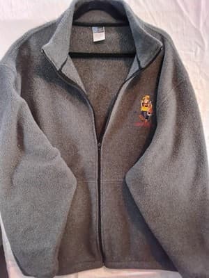 Fleece jacket, gray full- zip with embroidered - Image 1