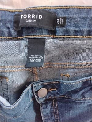Cotton blend denim jeans, Torrid, mid-rise skinny fit sizes 24T - Thumbnail 6