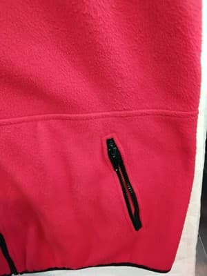 Polyester fleece vest, red quited zip- up unisex casual outerwear - Thumbnail 4