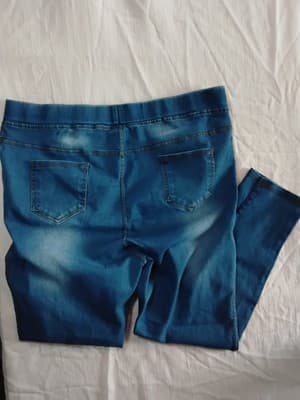 Polyester blend denim-print leggings, casual athletic wear Size 3XL - Thumbnail 12